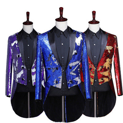 men's jazz dance suit blazers Men laser sequined tuxedo personalized nightclub variable magician singer dance costume