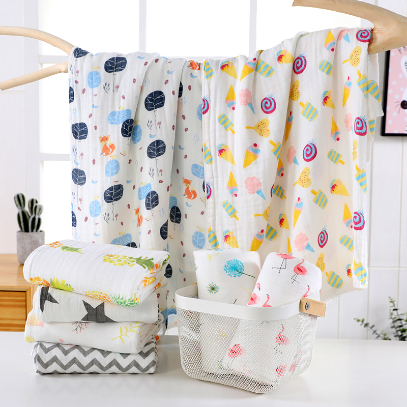 Bamboo cotton 4 Gauze 120*150 centimeter Bath towel fold Bubble Children are baby Bath towel Infants Scarf