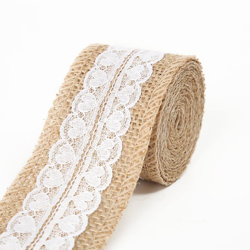 Rollo de lino de encaje DIY hecho a mano boda Navidad artesanía rollo de lino de encaje de lino cuerda de cáñamo