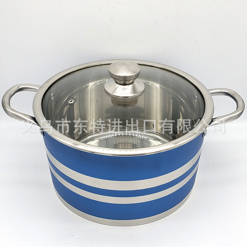 Factory direct sales of stainless steel soup POTS, color frosted right-angle POTS, 28-32 large capacity soup POTS, gift sets of soup POTS detail image 5