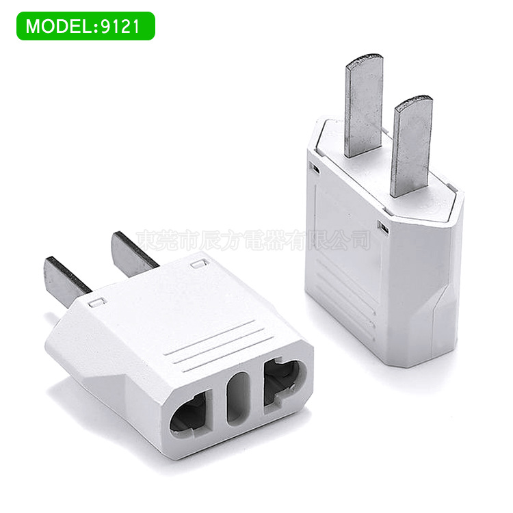 国标二扁脚小型转换器两平转八字座转换插头日本美国二脚旅游充电