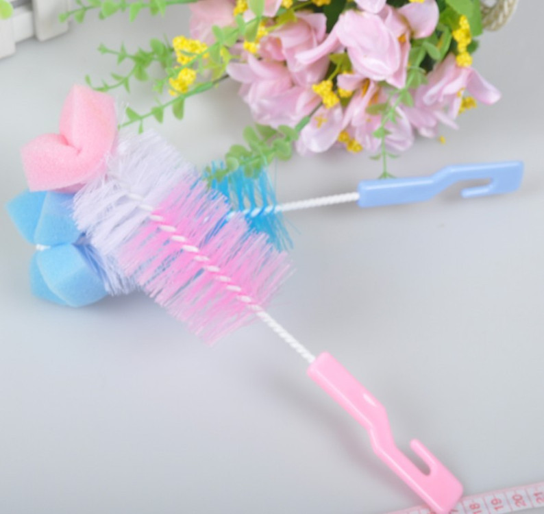 Tamaño del cepillo de la botella cepillo de esponja bebé suministros maternos y niños cepillo de la botella cepillo de pezón bebé cepillo de nylon