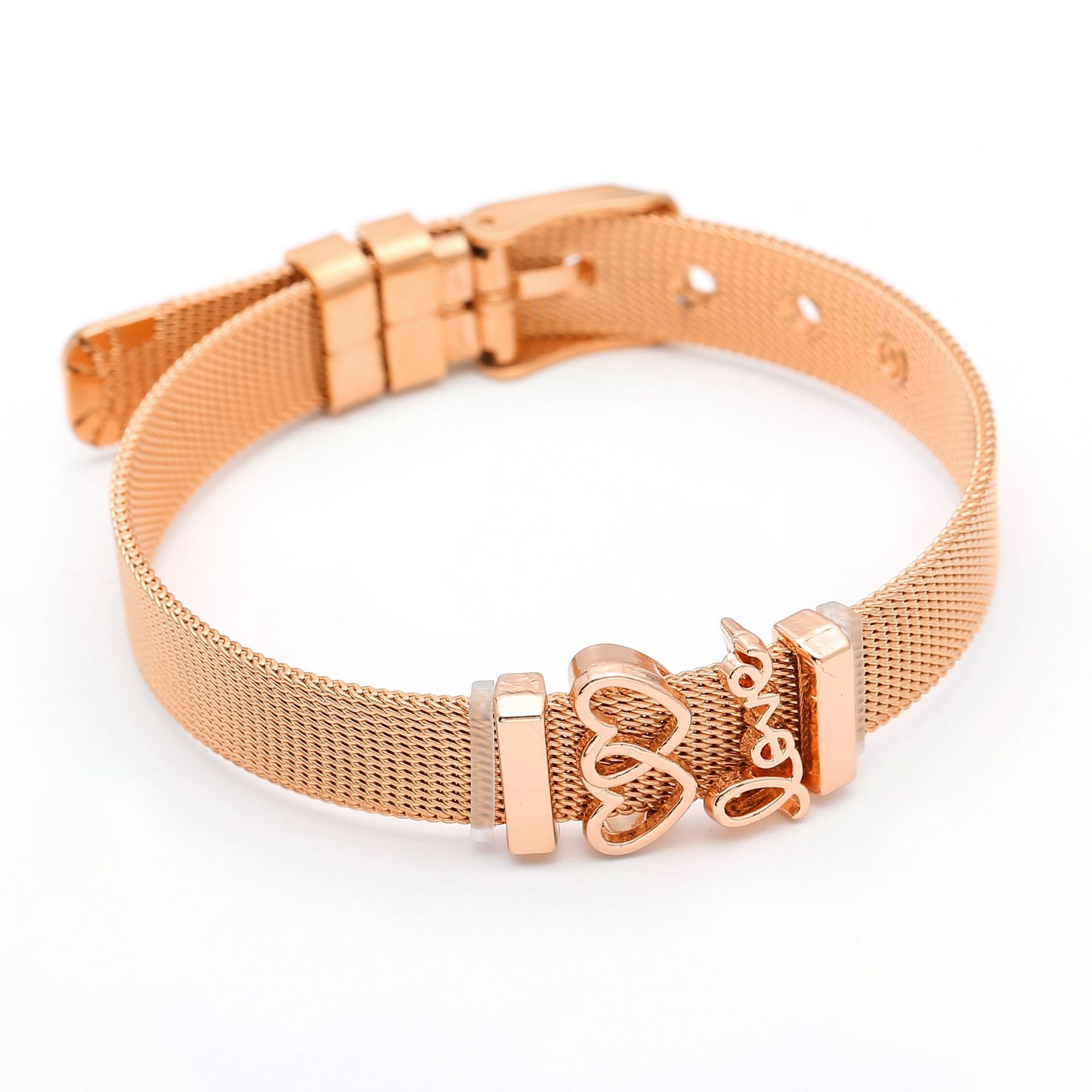 1 Piece Quantity Sweet Letter Heart Shape Stainless Steel Plating Bangle