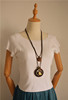 Retro ethnic wooden necklace with bow, sweater, ethnic style, simple and elegant design