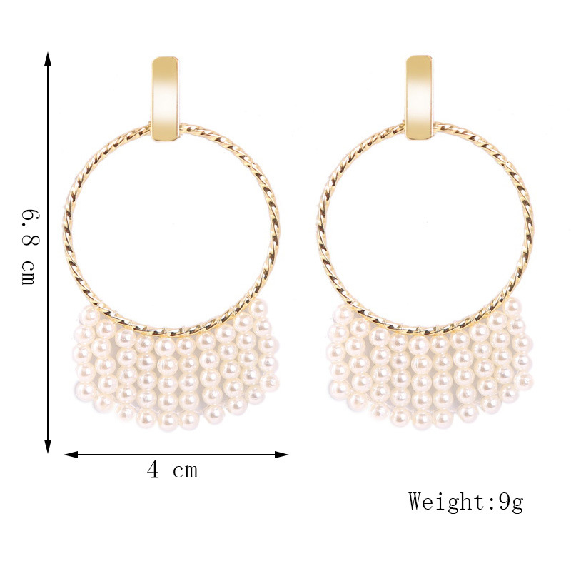 Earrings Geometric Long Baroque Pearl Earrings New Hand-woven Exaggerated Earring Jewelry display picture 4