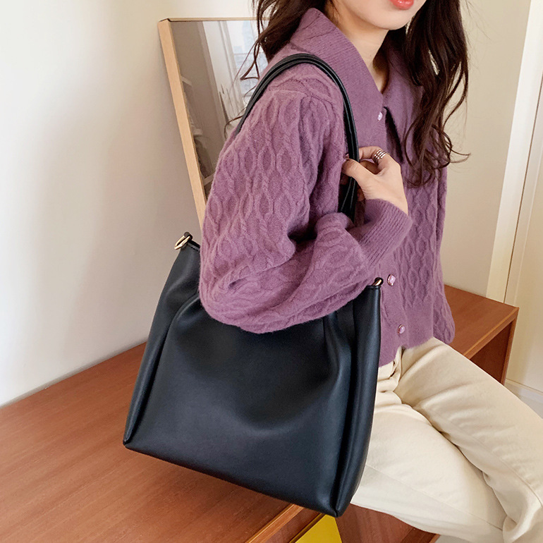 Damen Neue Mode Koreanische Ausgabe Tägliche Schulter Große Kapazität Einfache Tragetasche Student Handheld Umhängetasche_voghion.com