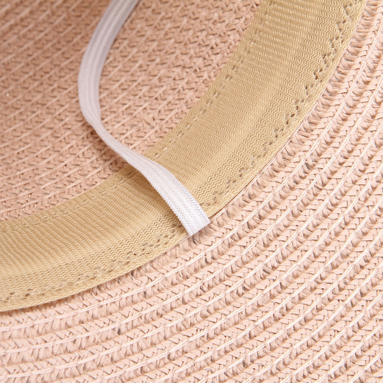 Cappello di paglia da donna per l'estate, ideale per gite in spiaggia, vacanze, protezione solare, con fiocco e accessorio per la protezione solare._voghion.com