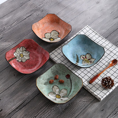 歐美客日韓式陶瓷餐具創意四方翹角盤菜盤子料理盤深盤早餐點心盤