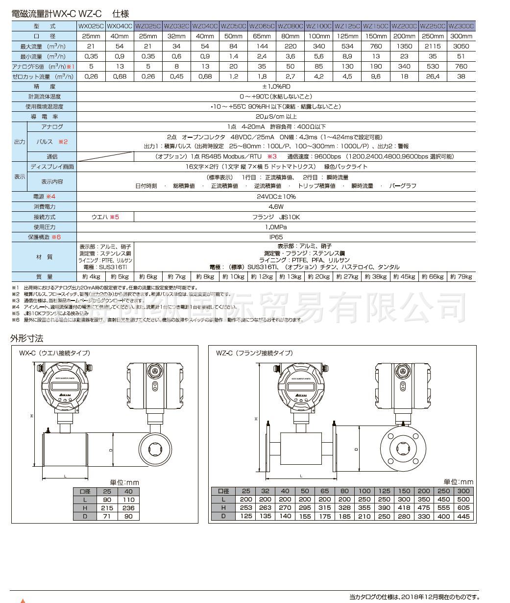 日本爱知时计Aichi tokei电磁流量计WX040C 创纵国际专业原装进口