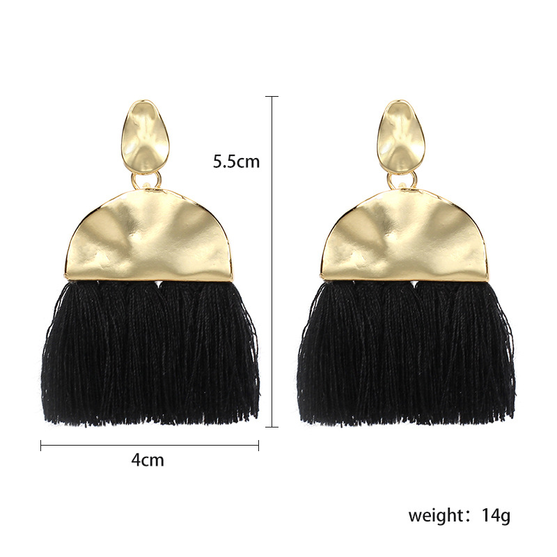 15g Weight Earrings Classification Travel Occasion Women'S Gender Rose Red, White, Pink, Green, Yellow, Black Color Fashion New Fringed Geometric Exaggerated Wild Fan-shaped Bohemian Ethnic Style Earrings For Women 无