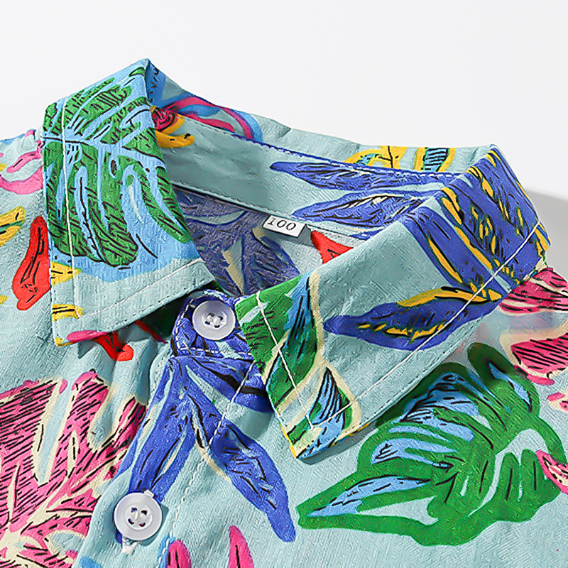 Camisa de verano para niños 2023 nueva camisa de manga corta para niños estilo de playa para niños