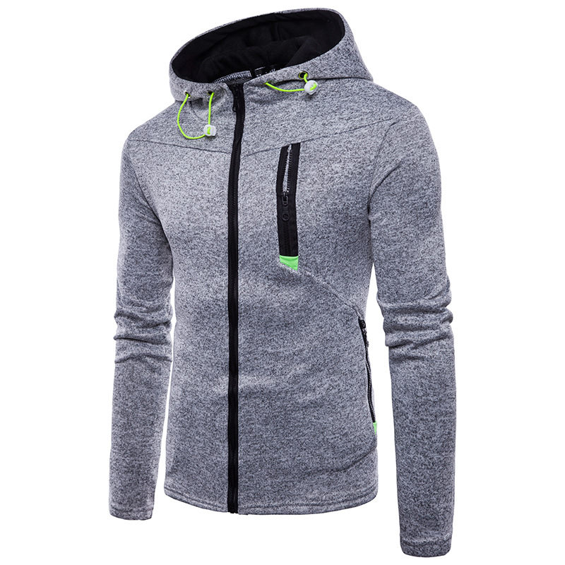 Men's Clothing Spring New Men's Sports Leisure Jacquard Sweater Fleece Cardigan Hooded Jacket_desvips.com
