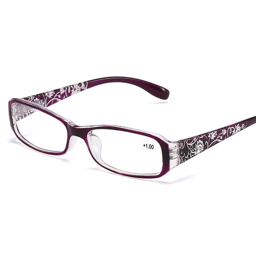 Engraved antique-style reading glasses, street vendor style, blue light filtering spring legs, fashionable resin reading glasses for women, model 8927