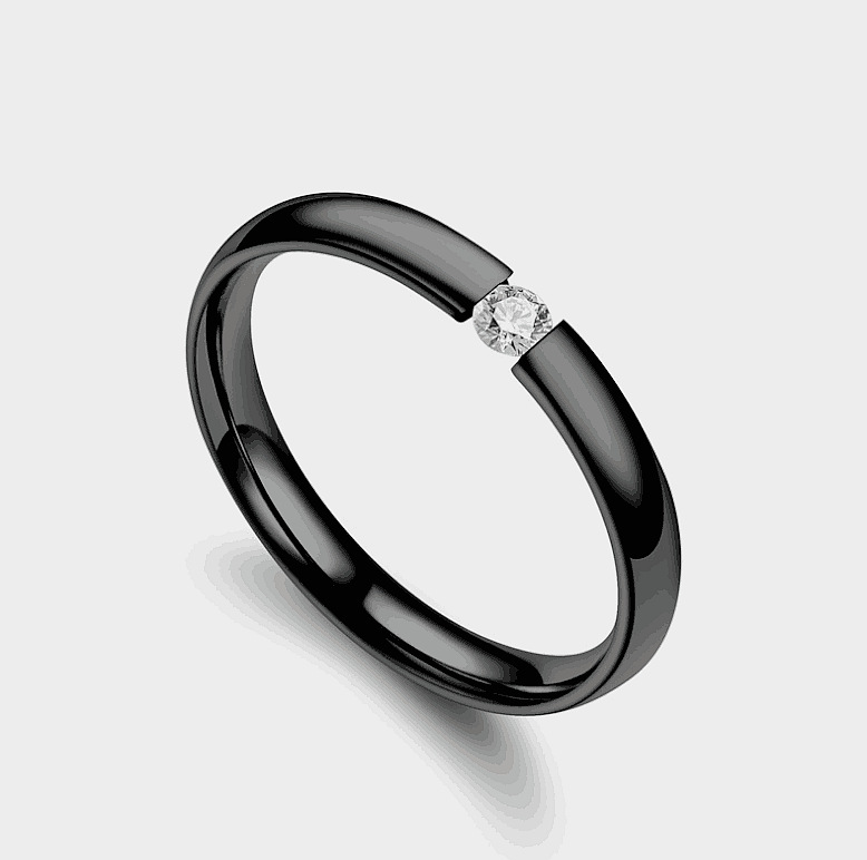 Wholesale Titanium Steel Couple Single Zircon Rings Nihaojewelry display picture 5