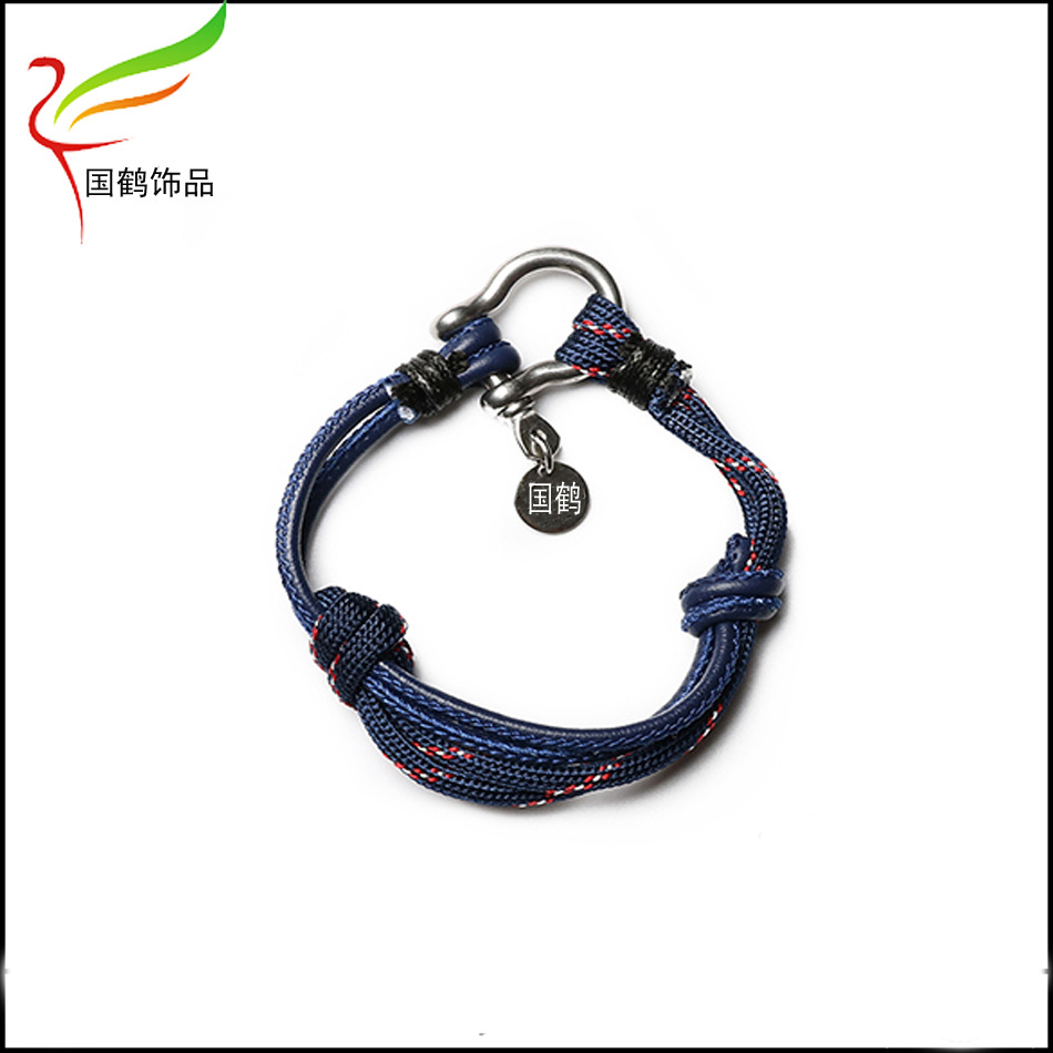 伞绳pu不锈钢扣子手链