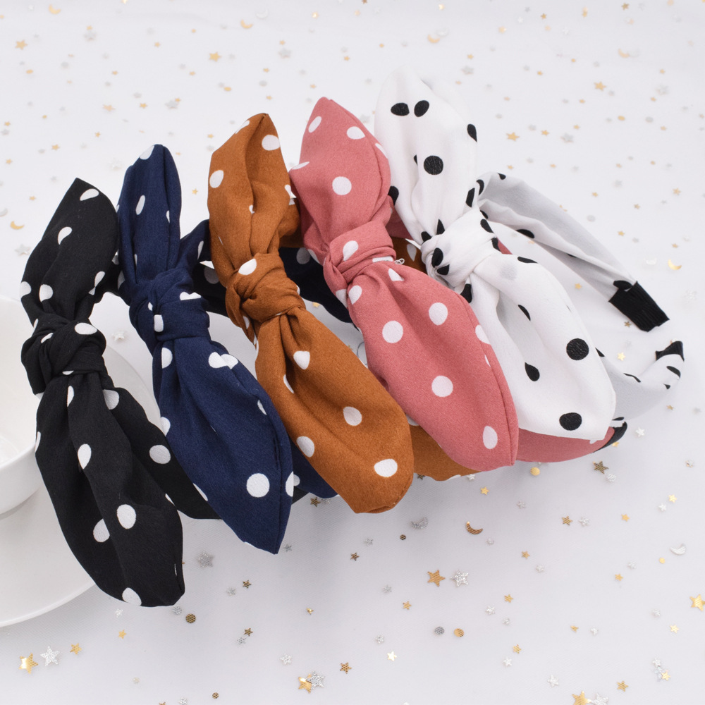 Fashion Spotted Cross  Simple Fabric Wide-sided Knotted Headband Wholesale display picture 4