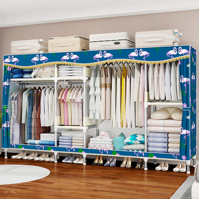 衣柜简易布衣柜钢管加粗加固加厚出租房用牛津布钢架家用衣橱布柜