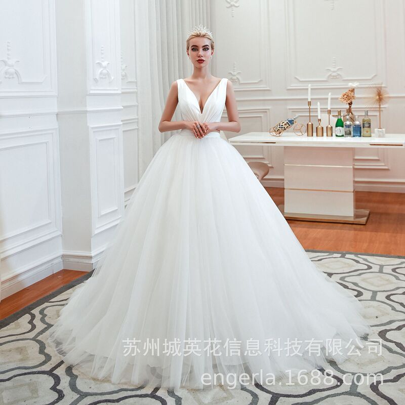 engerla Double-Piece White Simple Wedding Dress Large Puffy Dress Bride Wedding Wedding Dress Waisted Wedding Dress Wedding Dress