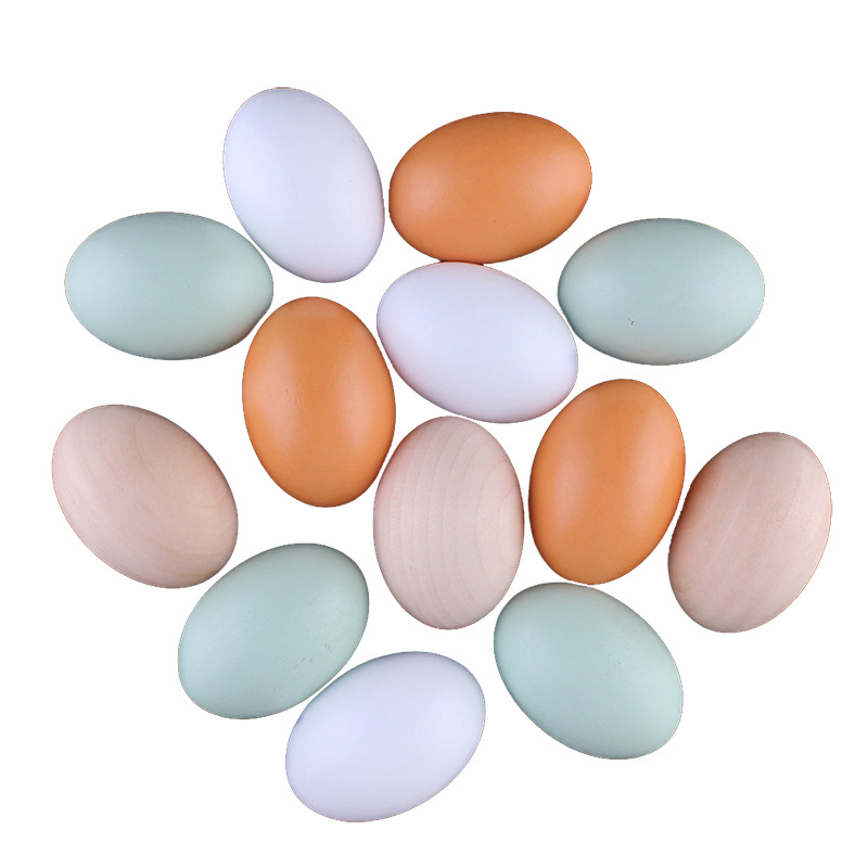 Huevo de simulación de madera DIY material estudiante niños pintado a mano graffiti huevo de pollo de madera blanco embrión pintado huevo colorido de Halloween