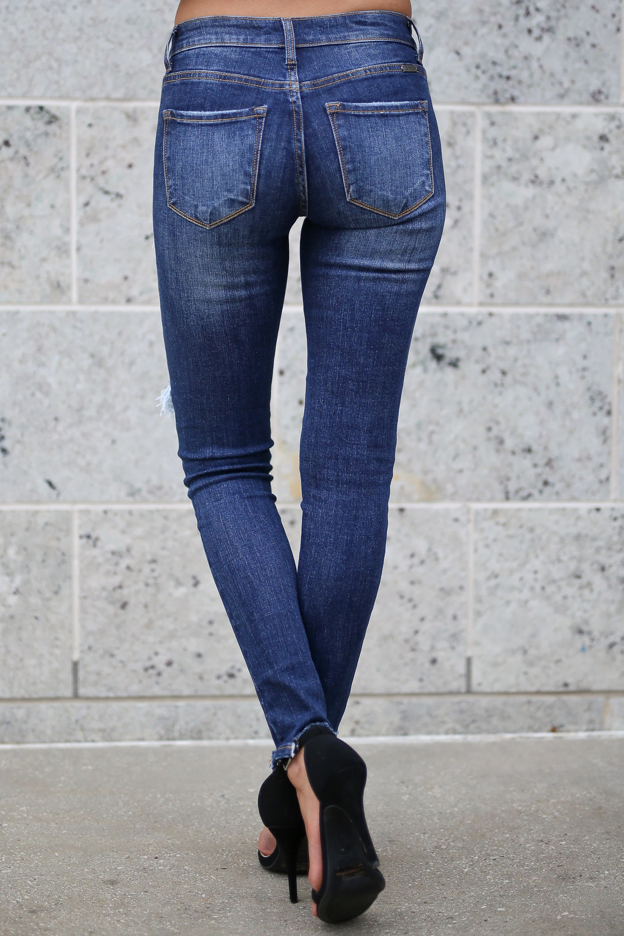 Cotton Elastic Ripped Slim Fit Polished White Craft Slim Fit Skinny