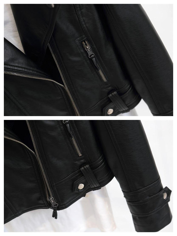 Roupas femininas estudante pequena jaqueta PU jaqueta de couro feminino curto primavera e outono estilo fino lapela motocicleta jaqueta de couro tendência_voghion.com