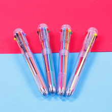 长款塑料十色按动圆珠笔可爱创意十色笔学习画画涂鸦笔可定制logo