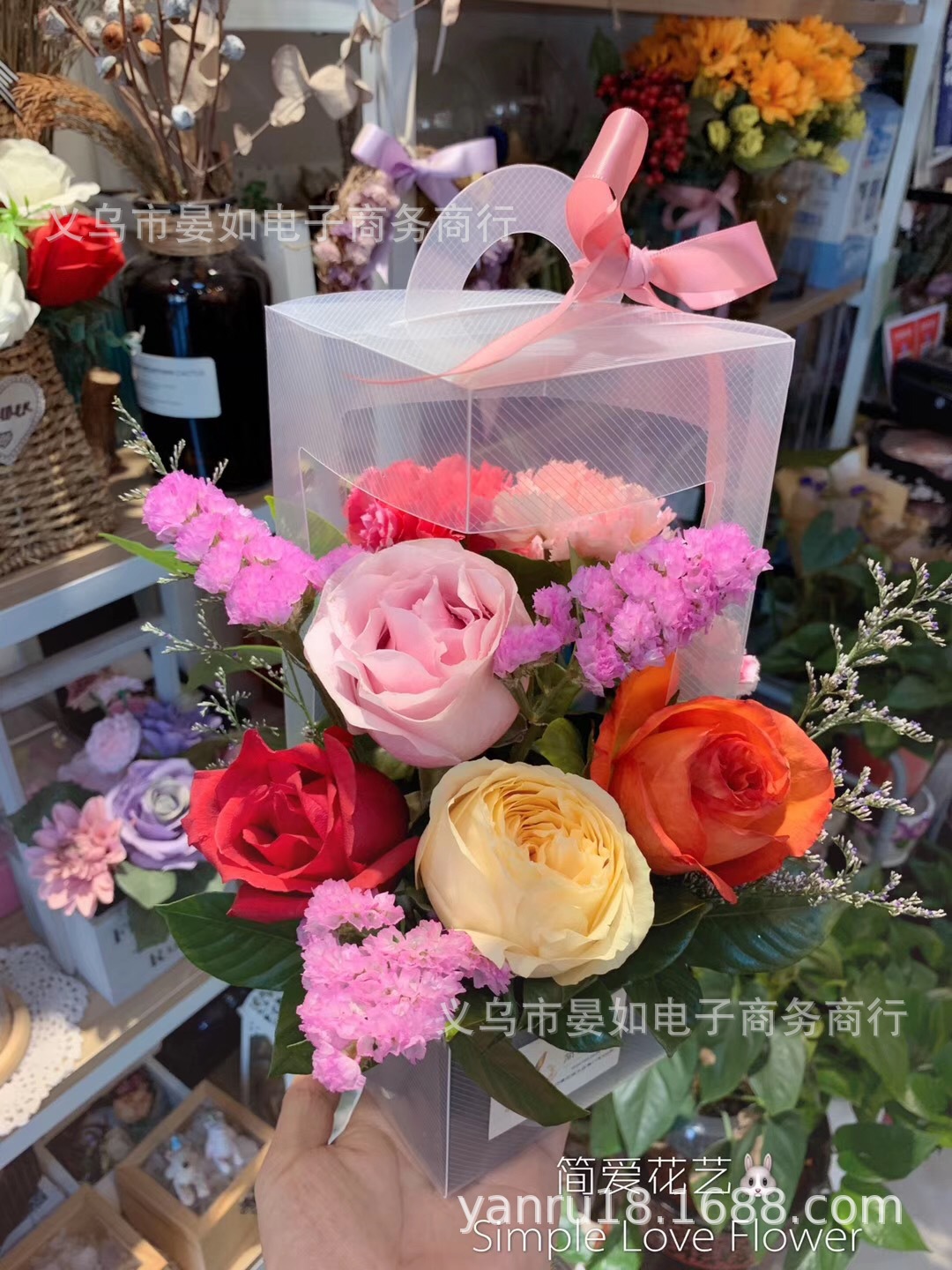 防水灯塔花盒 鲜花包装盒 镂空盒折叠花盒 PP斜纹创意插花手工盒