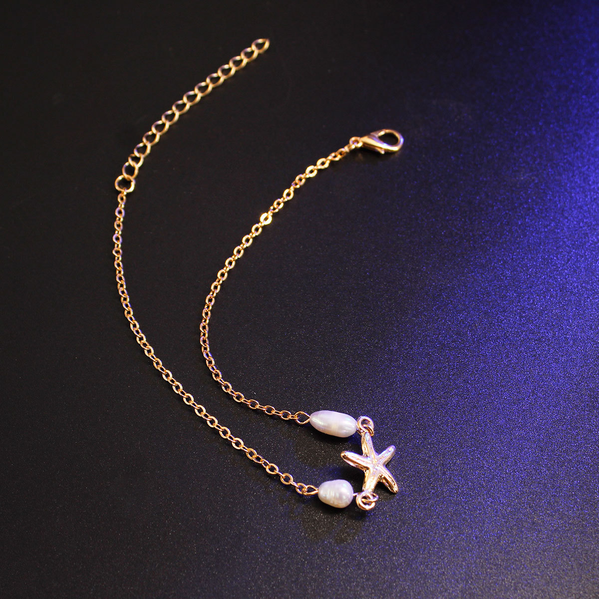 Fashion Star Alloy Plating Artificial Pearls Anklet
