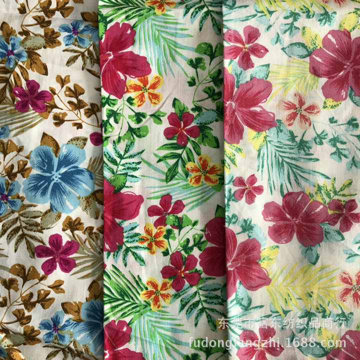 全棉印花面料 连衣裙印花布 纯棉府绸印花布