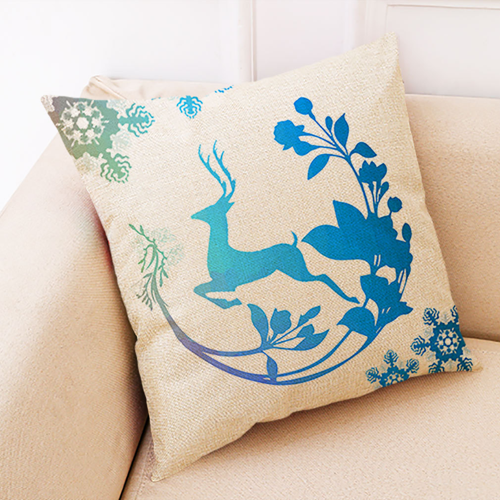 亚马逊 eBay wish 麋鹿创意圣诞棉麻抱枕套 汽车靠垫 午睡抱枕