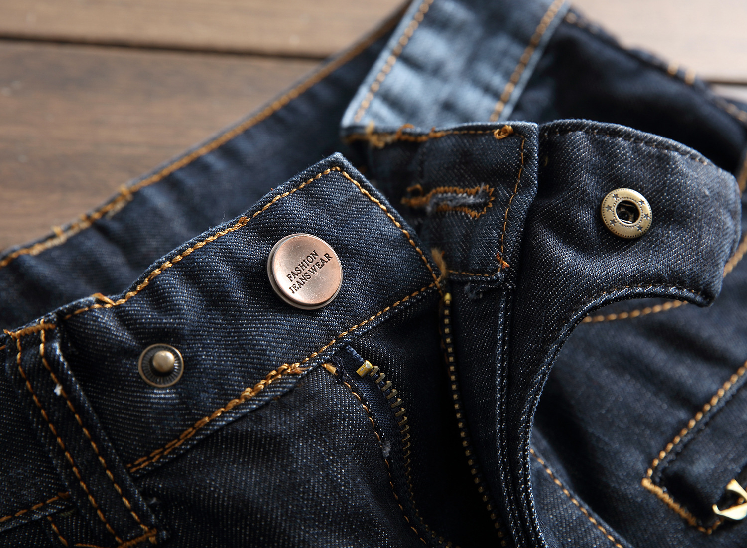 Jeans da uomo stile elastico con cuciture a compressione Zou piccoli jeans a gamba dritta_voghion.com