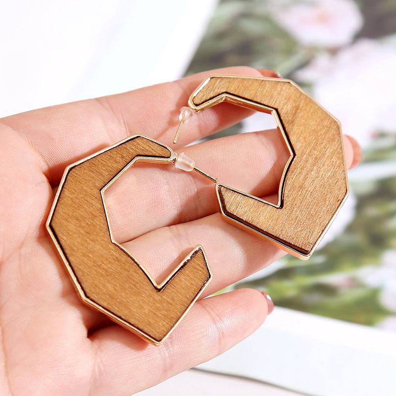 1 Pair Fashion Geometric Wood Handmade Women's Drop Earrings display picture 5