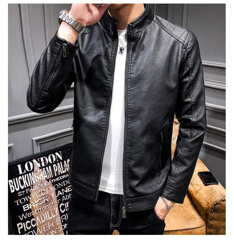 Men Faux Leather Jacket Motorcycle Men's Jackets Black