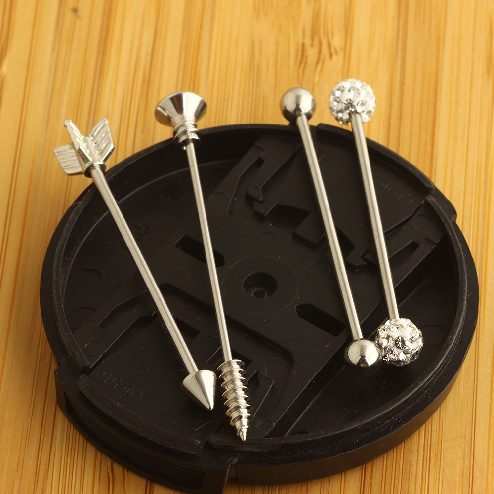 Industrial Barbell Set Arrow Earrings Double Ear Piercing Jewelry Stainless Steel Black detail image 13
