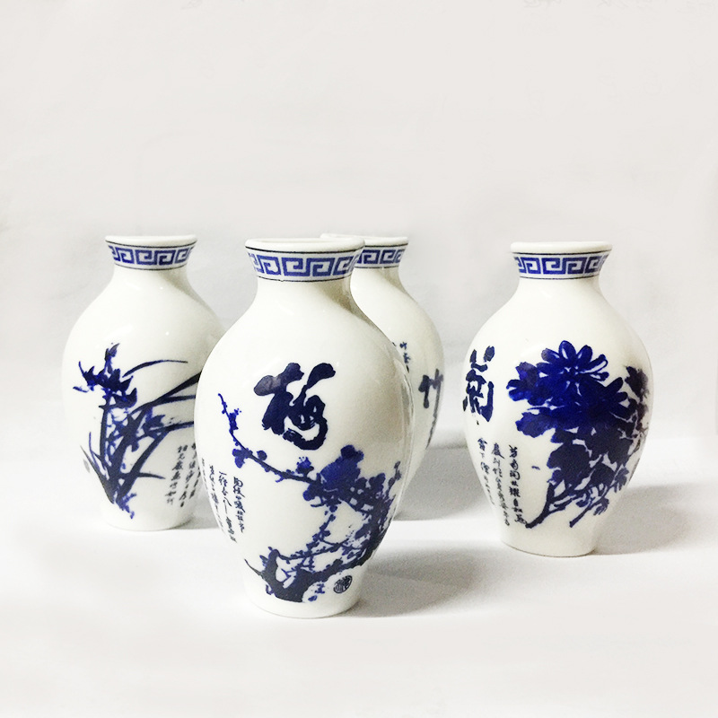 陶瓷花瓶冰箱贴中国风青花瓷古风家居装饰品礼品软磁陶瓷冰箱贴