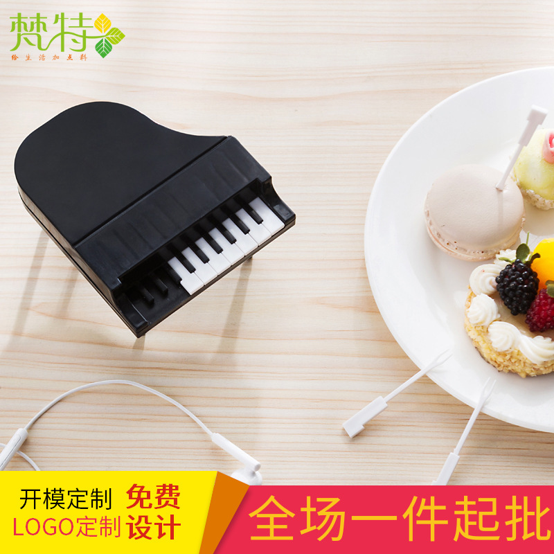 9支装白色钢琴造型琴键水果叉 韩式厨房沙拉叉 蛋糕叉外贸爆款定|ru