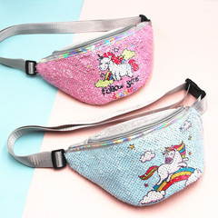 Cross-border unicorn waist bag student cartoon cute sparkles sports waist bag mermaid fashionable makeup bag women's waist bag