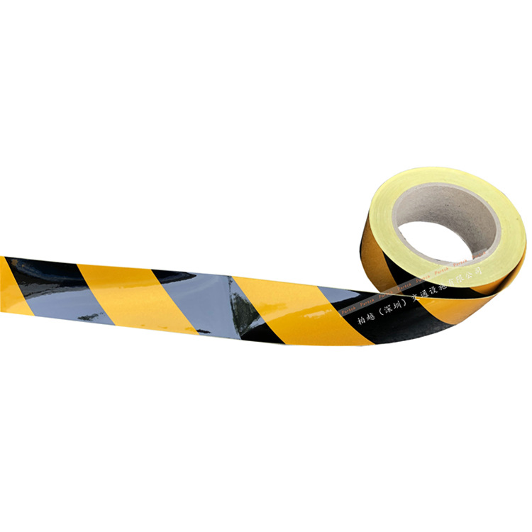 柏越黄黑反光贴纸工地脚手架管贴膜反光警示标志高强反光带条斜纹