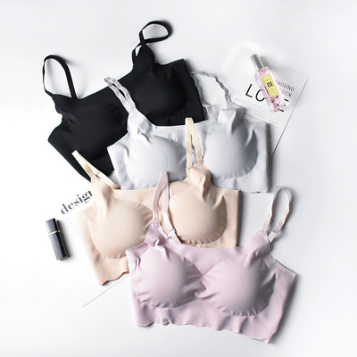 新品日系安心二代纯色无痕抹胸睡眠内衣无钢圈调节带瑜伽运动背心|ms