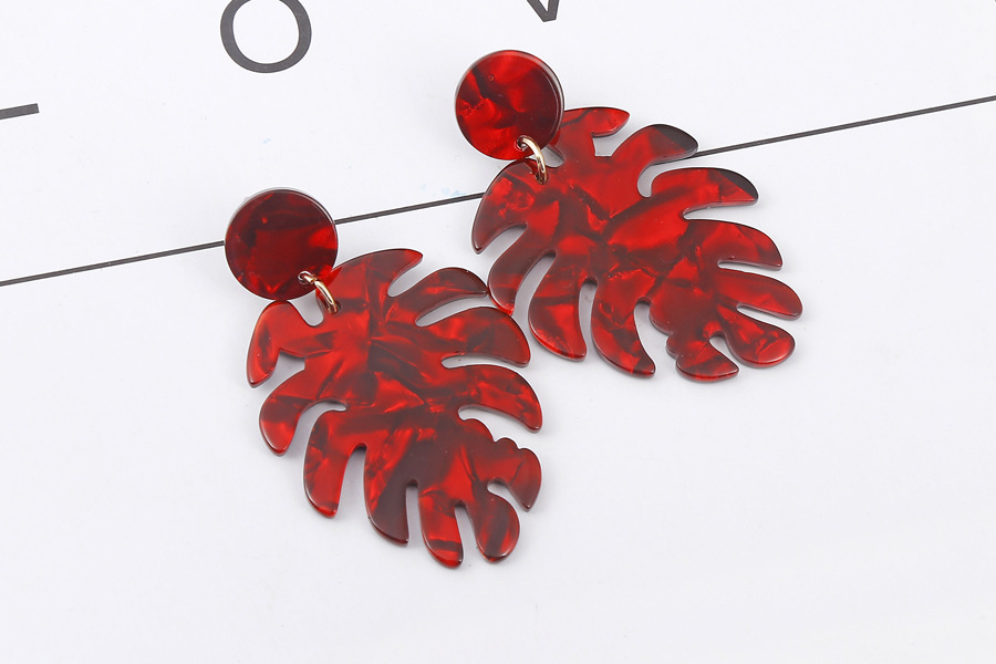 1 Paire Mode Feuille Plastique Résine Polissage Femmes Boucles D'oreilles display picture 3