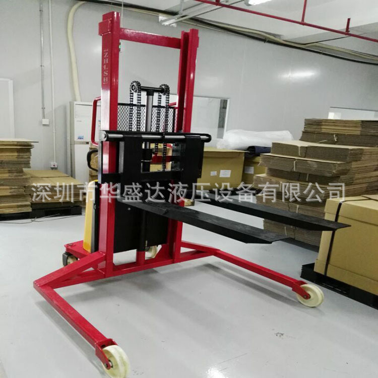 宽支腿电动堆高车窄腿半电动升高车堆垛车装卸电动堆高叉车