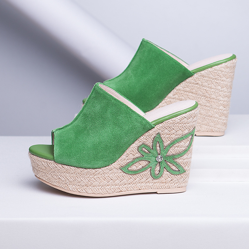Dép cao gót nữ đế xuồng da bò mới, sandal quai ngang gót dày đi chơi — Màu camel chi tiết 4