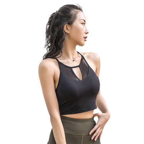Women's Quick-Dry Sports Tank Top with V-Neck Strappy Beauty Back Bra for Support, Non-Sag Yoga Bra and Fitness Underwear