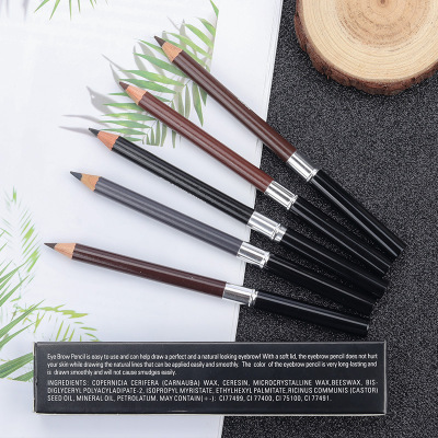 direct deal man Dedicated Eyebrow pencil waterproof Anti-sweat Lasting No bleaching pencil natural Black and gray Ribbon Eyebrow brush