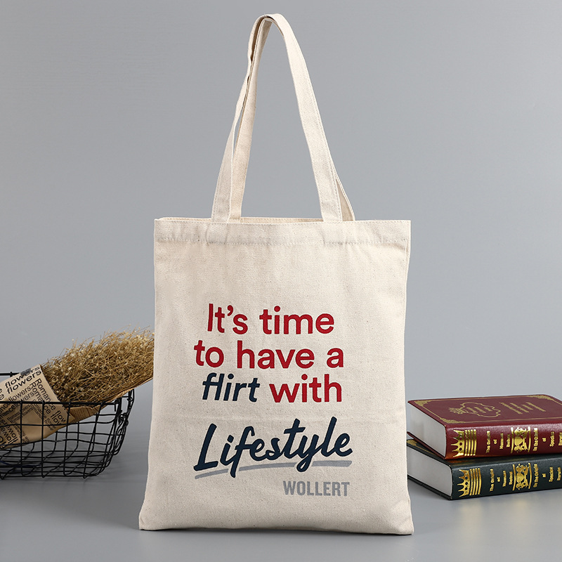 环保手提帆布袋时尚字母单肩全棉帆布包定 制折叠购物棉布袋子