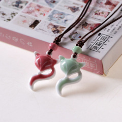 Sweet Ceramic Small Accessories Fox Necklace, Fresh and Natural, Suitable for Adults, Students, and Ladies, Adjustable, Perfect for Stall and Market Supply