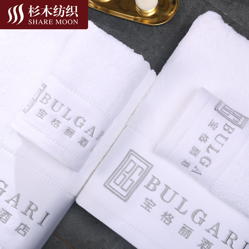 南通工厂五星级酒店浴巾  纯棉白色宾馆酒店毛巾16支罗马缎边绣花