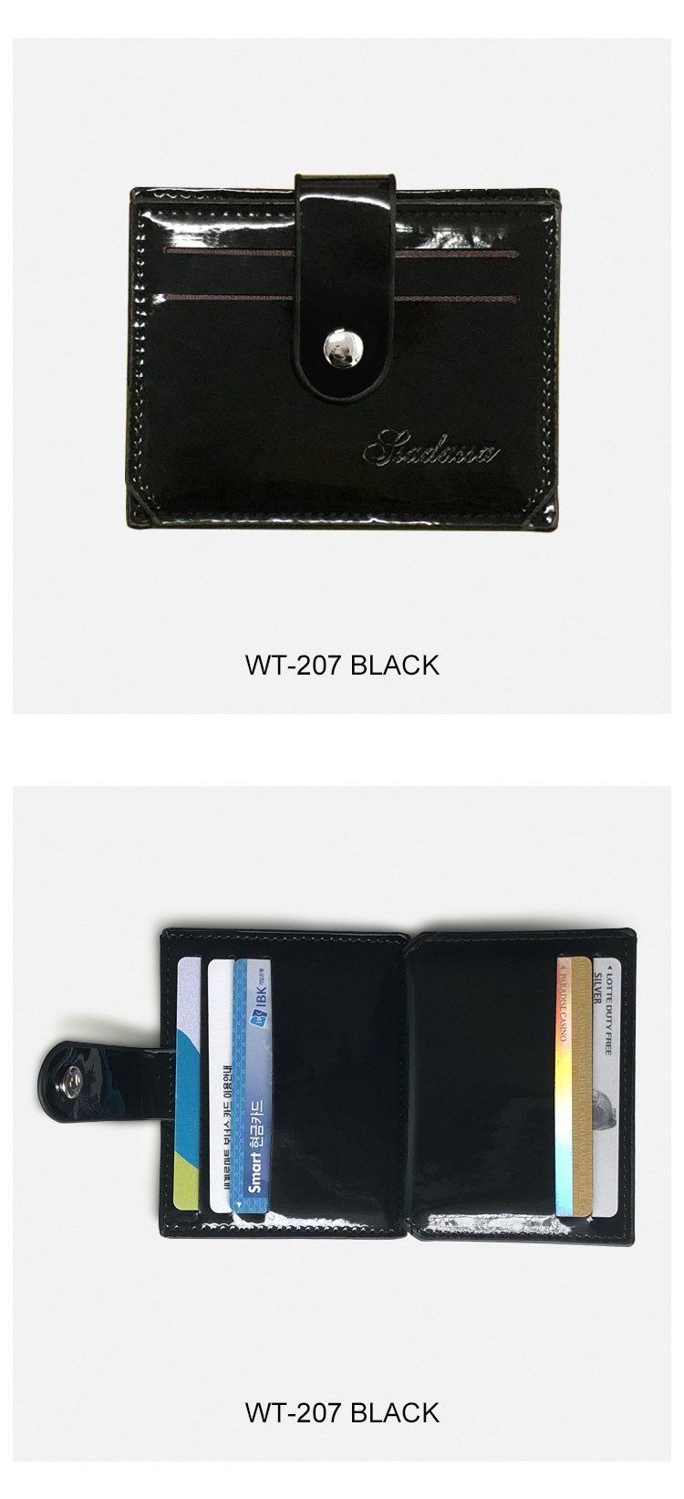 22g Weight Buckle Closure Type Pu Leather Material Solid Color Pattern Unisex Gender Black Color Thin Section Pu Laser Card Package Ladies Card Holder Fashion Coin Purse Business Card Holder Card Holder Bright Leather Card Holder Wholesale Nihaojewelry 6