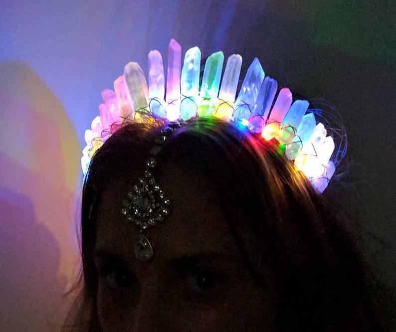 Led Crystal Headband Natural Stone Light-up Hair Accessory_voghion.com
