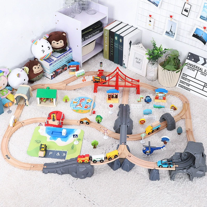 Лекур Train, деревянный набор с перилами, игрушечная машина, зоопарк